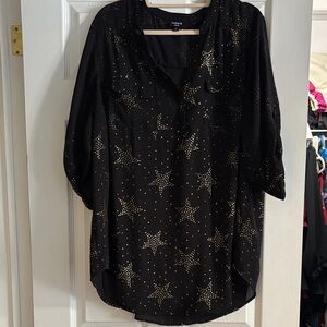 Torrid Black Star Print Blouse